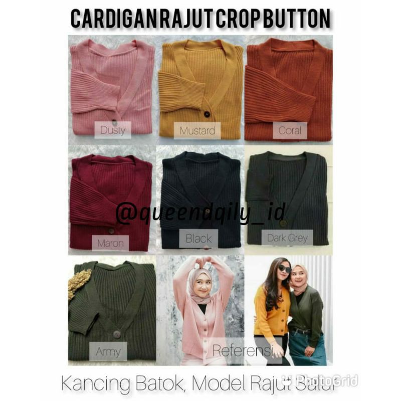 Cardigan Rajut Crop Kancing Batok