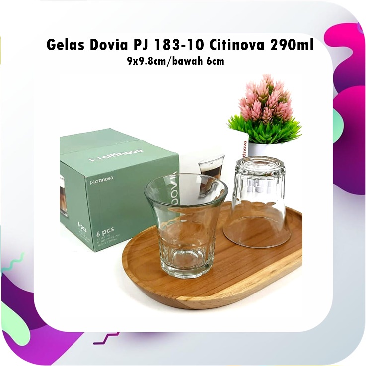 [6pcs] UTL044C Gelas Lowball/Gelas Kopi Dovia PJ 183-10 Citinova 290ml