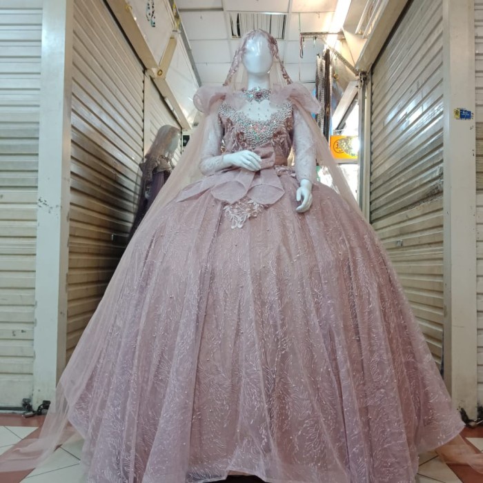 Baju Pengantin Wedding Dress Muslimah Jawa India Gaun wedding SALE - rose gold