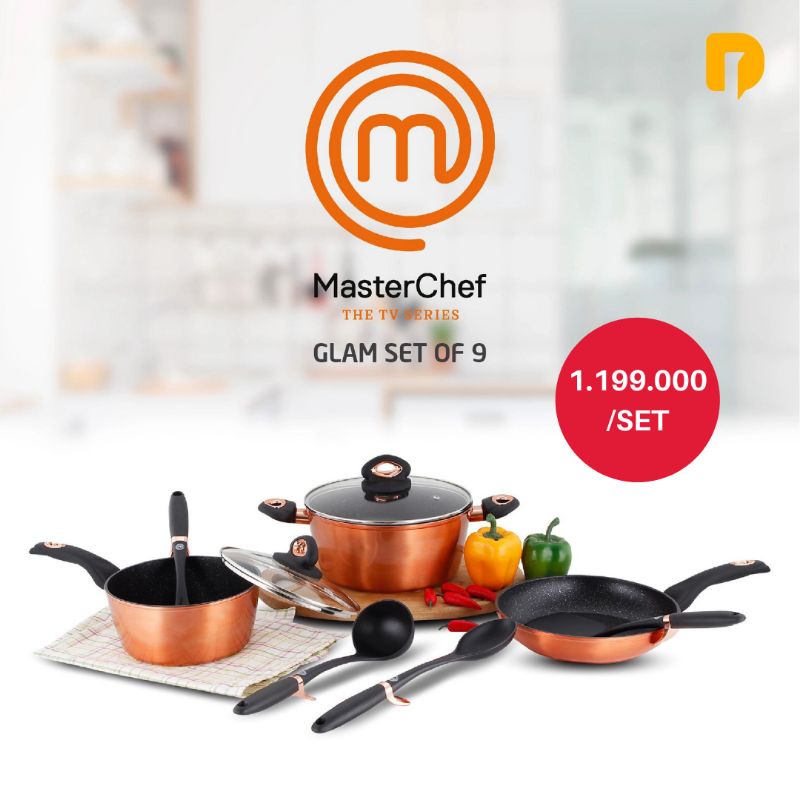 Master Chef Glam Set of 9 Panci Fry Pan Anti Lengket