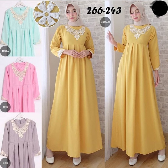 Gamis Bordir Bunga Gamis Polos Bordir Gamis Lebaran Bordir Dress Bordir Bunga Shopee Indonesia