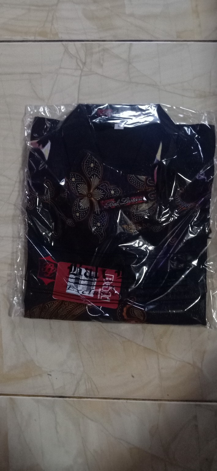 Batik Bali Lestari Kemeja Batik Prada Parang Merak Biru - 068