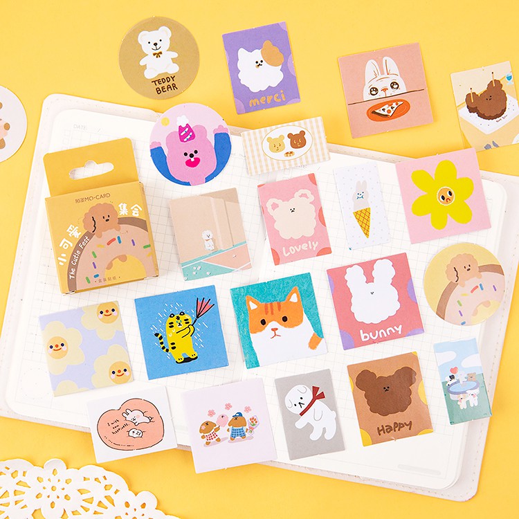 imoda 46Pcs Kawaii Avocado Stickers Set Scrapbooking BUJO Planner Lovely Rainbow Animal Stationery-1