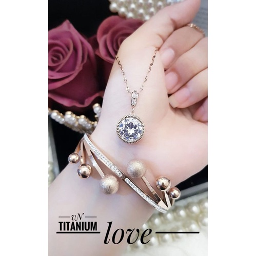 set perhiasan titanium rosegold I08