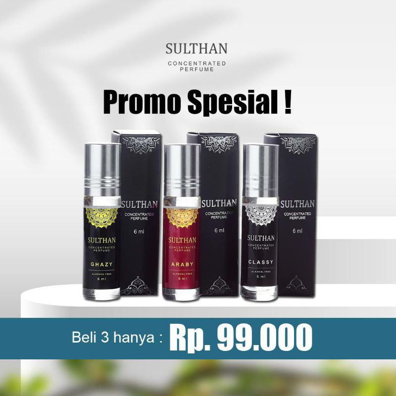 Parfum Non Alkohol Islami Sulthan Ghazy Pria Wanita Cewek Cowok Pewangi Pengharum Parfume Badan Awet