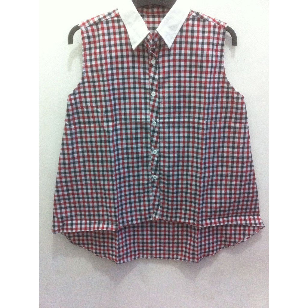 Baju Atasan Wanita yukensi collar tartan