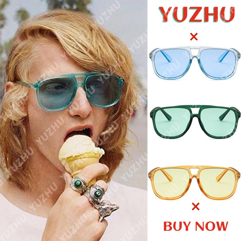 (YUZHU) COD Barat Mode Permen Warna Trend Hip Hop Oversized Bingkai Samudra Shades Wanita