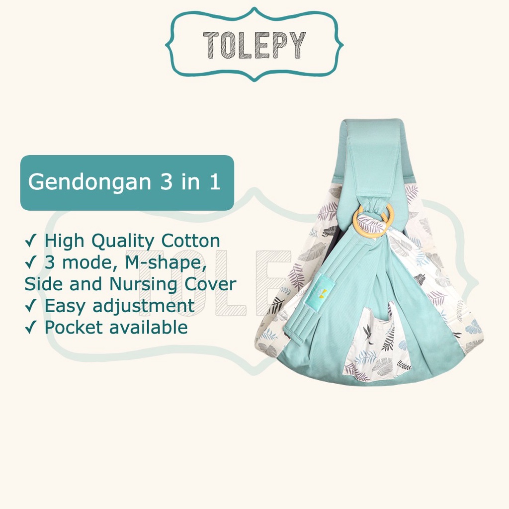 Gendongan Bayi Ring 3 in 1 Samping / M-Shape / Nursing Cover / Gendongan Bayi Buckle