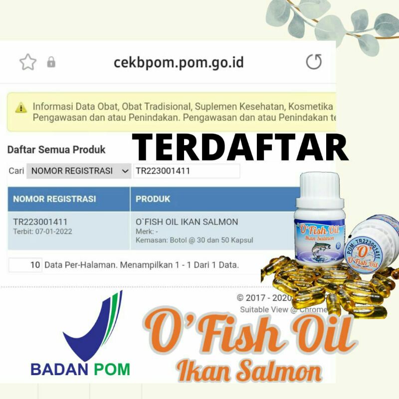 O Fish Oil Salmon (2 Botol) Minyak Ikan Salmon Omega 3 Vitamin Anak Penambah Nafsu Makan