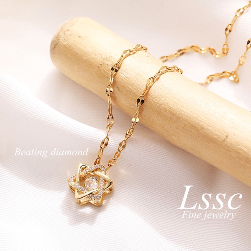 [ Bayar Ditempat ] Kalung Wanita Titanium Rose Gold Anti Karat  Zircon / Accesories Wanita Kalung Korean Style / Kalung Aesthetic / COD