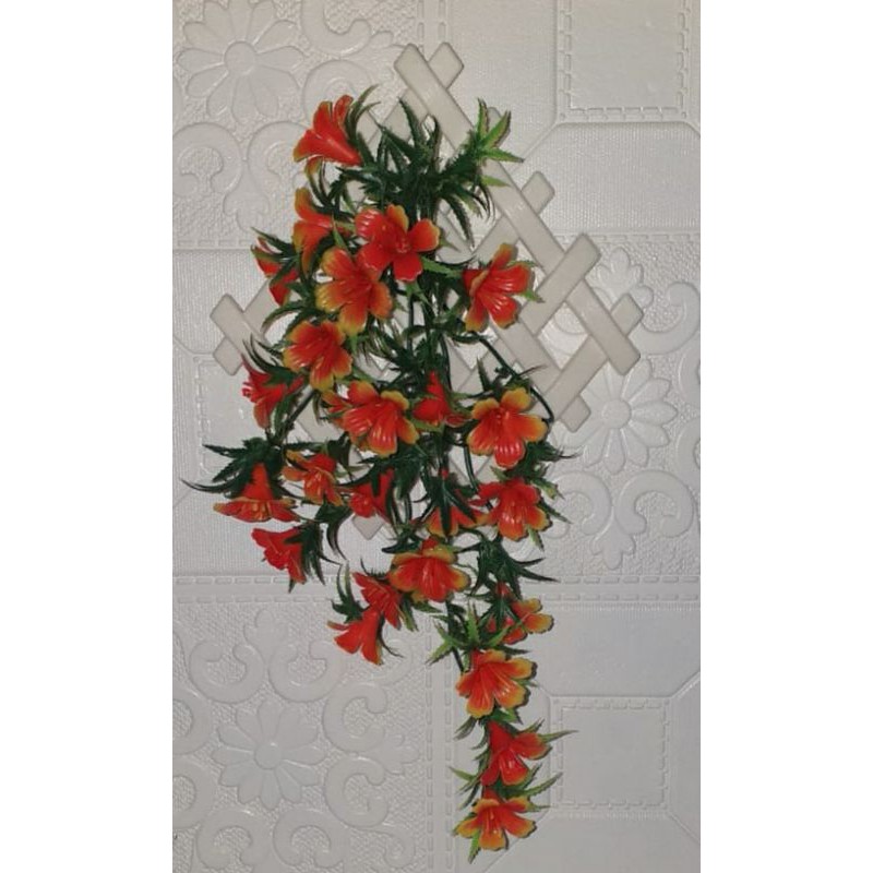bunga tempel plastik cantik hiasan dinding rangkaian bunga plastik