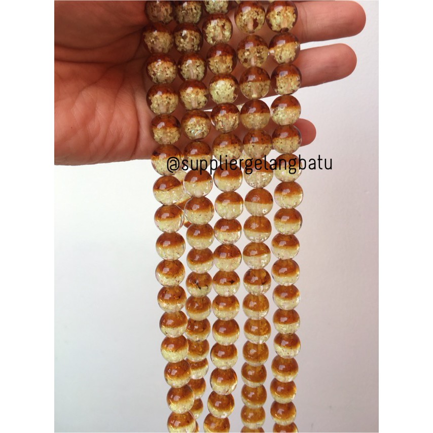 Manik Kristal Cokelat 12mm Glow In The Dark Fosfor Brown Coklat Beads aksesoris craft kerajinan