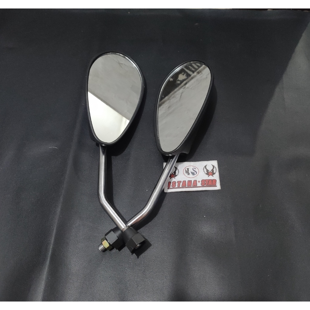 Spion satria fu tangkai chrome universal suzuki plus cover radiator satria PUTIH