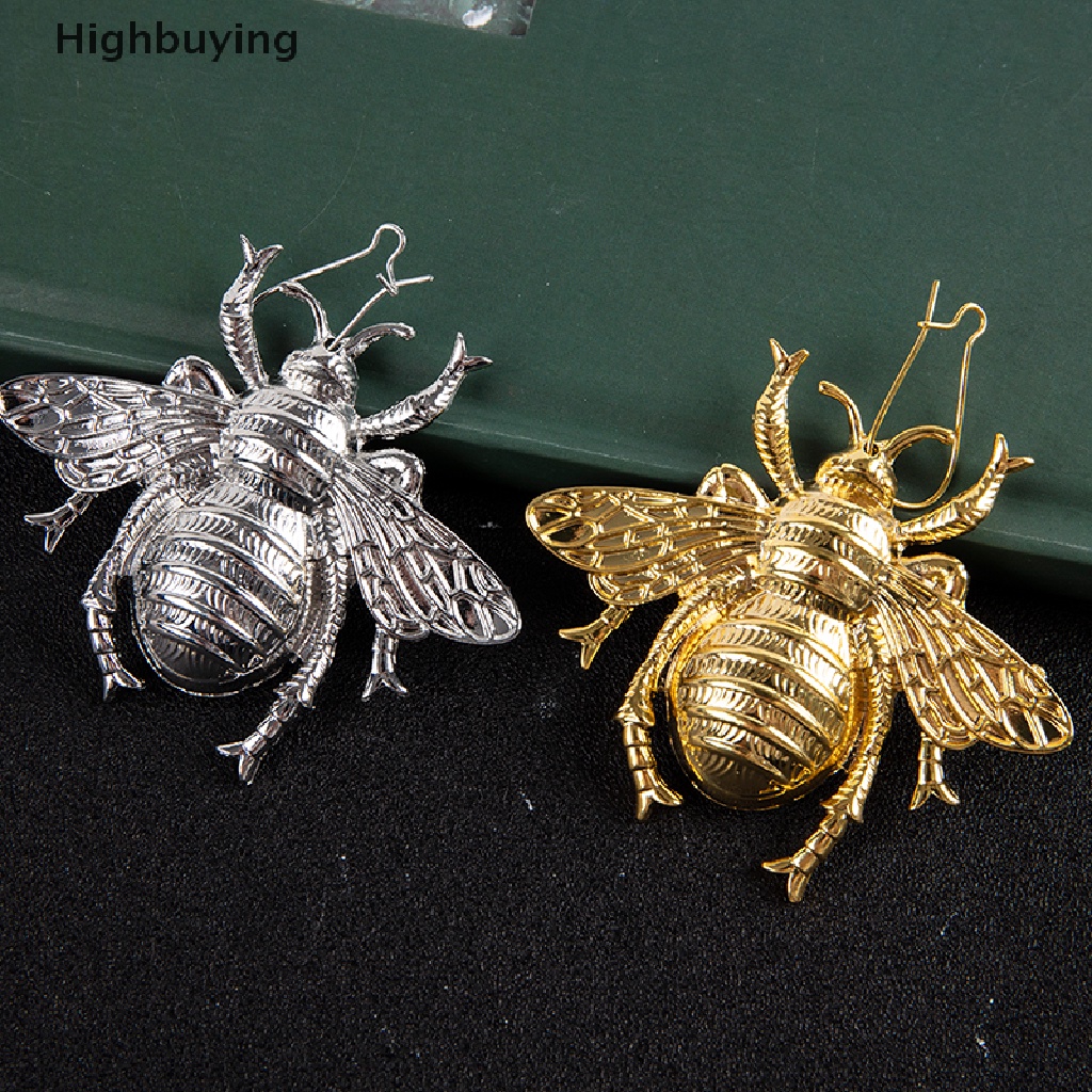 Anting Stud Desain Lebah Bumblebee Besar Warna Silver / Gold Bahan Metal Gaya Retro Minimalis Untuk Wanita Glory