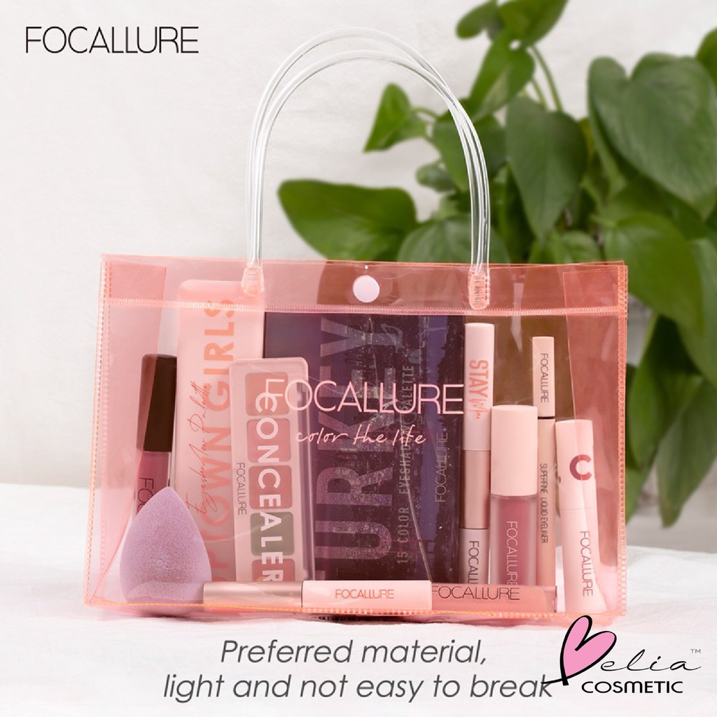 ❤ BELIA ❤ FOCALLURE PVC Hand Beauty Bag Pink | Cosmetic Pouch | Bag Transparant | Waterproof Travel Pouch