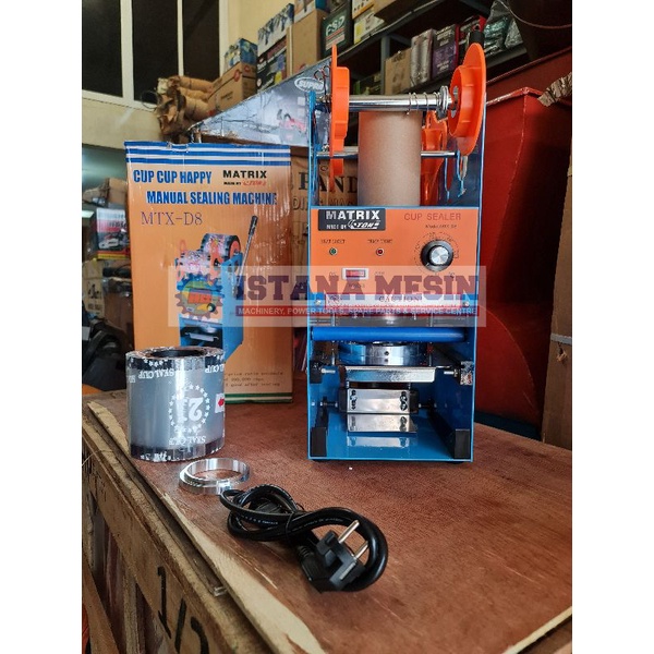 MESIN PRESS PENYEGEL GELAS JUS MINUMAN GELAS BOBA CUP SEALER MATRIX D8
