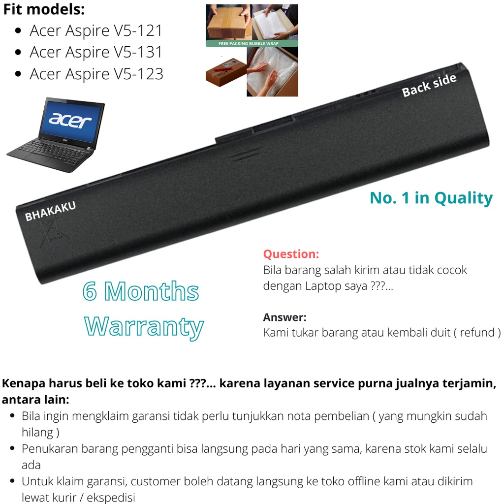 Baterai Acer Aspir V5-123 V5-121 V5-131 new battery