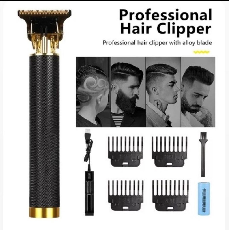 Paket Alat Cukur Elektrik Profesional Hair Trimmer Detailer Cordless 1971 T9