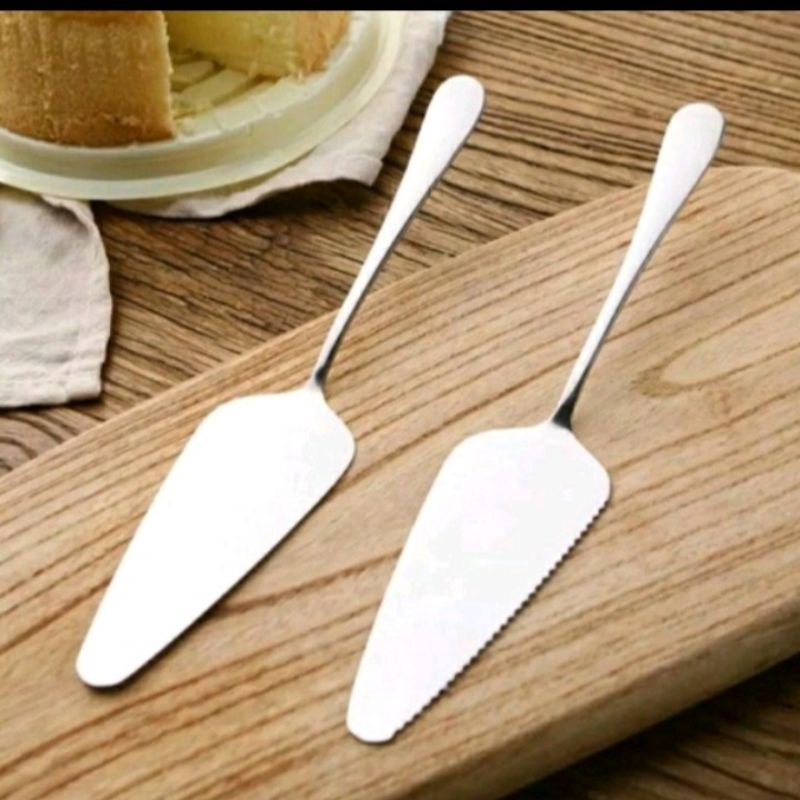 Pisau Scop Pizza Cake Stainless Steel Sendok Scrap Pemotong Kue