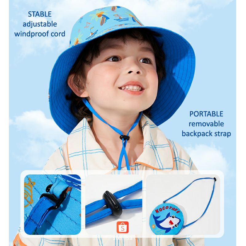 TOPI ANAK | reversible double sided wearable - anti UV - fisherman fun childhood FOLDABLE BAG HAT het import unisex kid cewek cowok balita lucu outdoor gunung pantai kebun cod