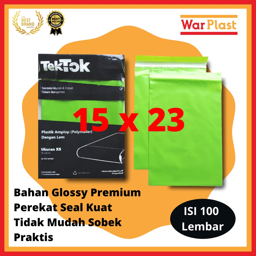 Plastik Polymailer Amplop Plastik Packing TekTok - Uk XS 15x23 - Hijau