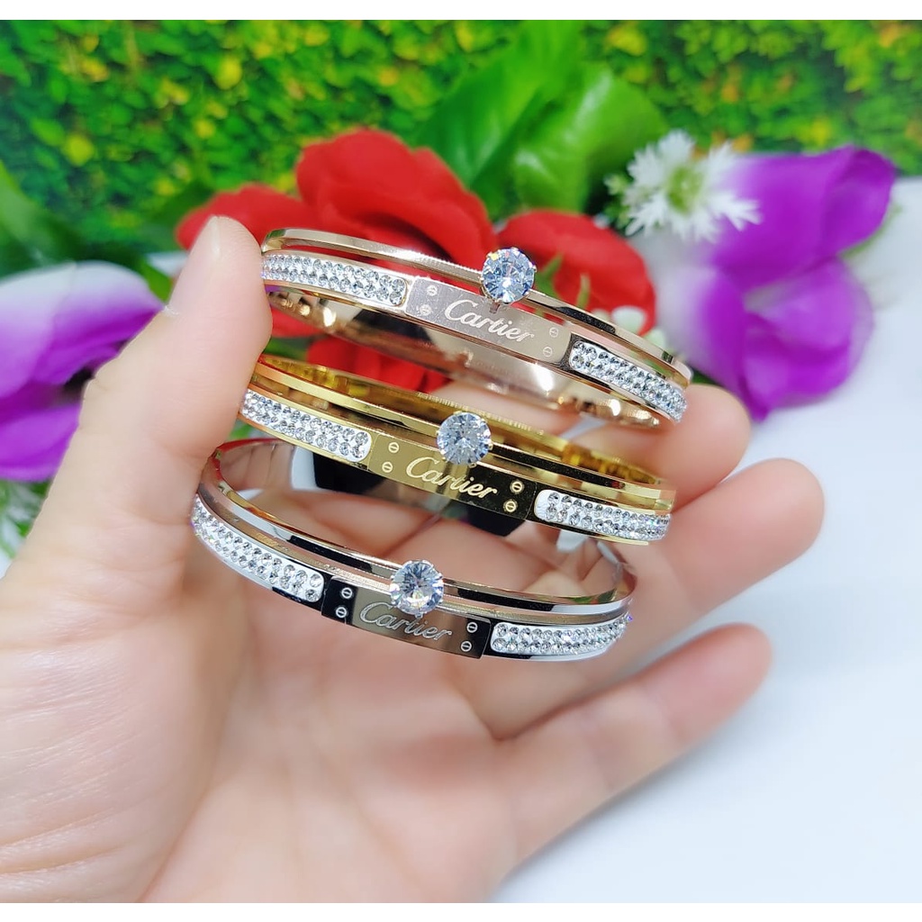 Gelang titanium permata perhiasan wanita 0248