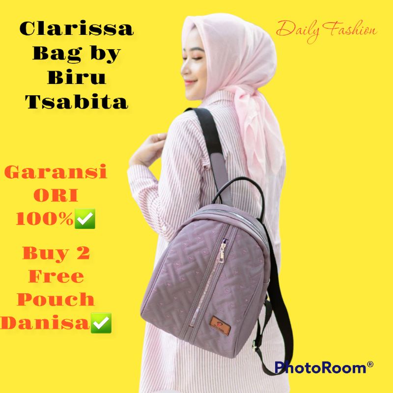 CLARISSA BAG BY BIRU TSABITA BAHAN CHOCOLY KOMBINASI BORDIR ANTI AIR RANSEL JUMBO