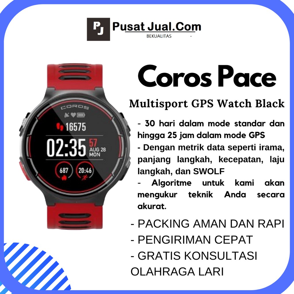 JAM TANGAN COROS PACE MULTISPORT GPS WATCH RED