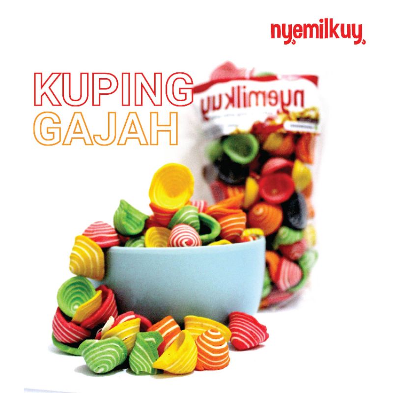

Nyemilkuy Kuping Gajah Mini Rainbow (90gr) Kemasan Pouch Jajanan Kekinian