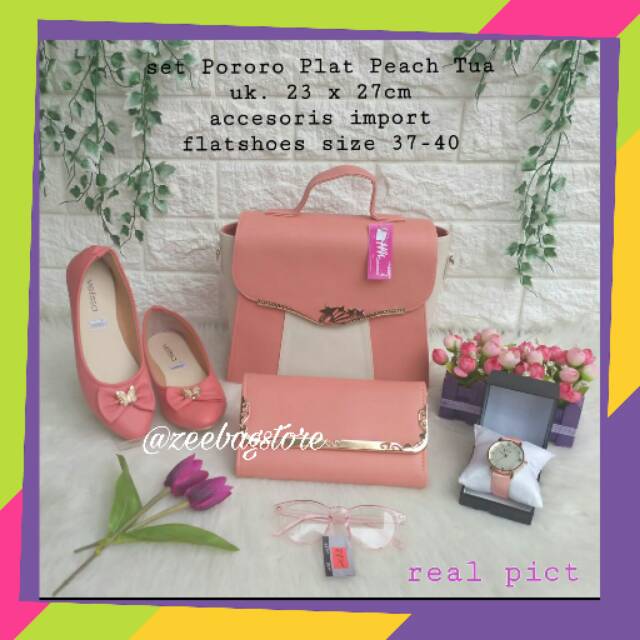 Tas Jalan Mini Warna Peach Tua Set Pororo Plat Shopee Indonesia