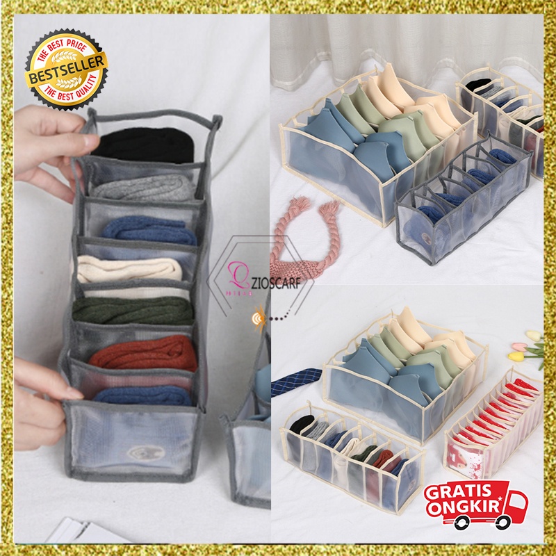 Tempat Penyimpanan Underwear Mesh Storage Box Nylon Impot premium MX1268