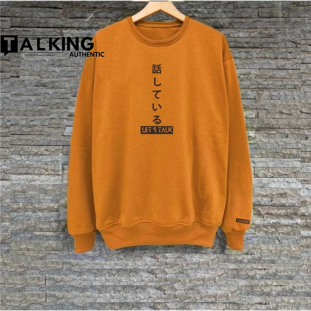 Sweater Pria Distro Japan Crewneck Hitam Sablon Suiter Cowok Jumbo Switer Krunek  Oversize Bigsize-Kubus