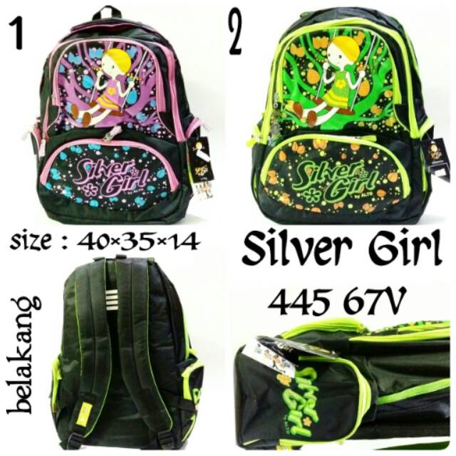 Tas wanita ransel sekolah murah terbaru silver girl 445 67v silver girl original termurah