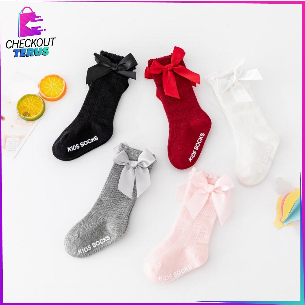 CT P89 Kaos Kaki Anak Perempuan Panjang Pita Anti slip Kaos Kaki Anak Anti Tergelincir Kaos Kaki Anak Cewek Antislip Kids Sock