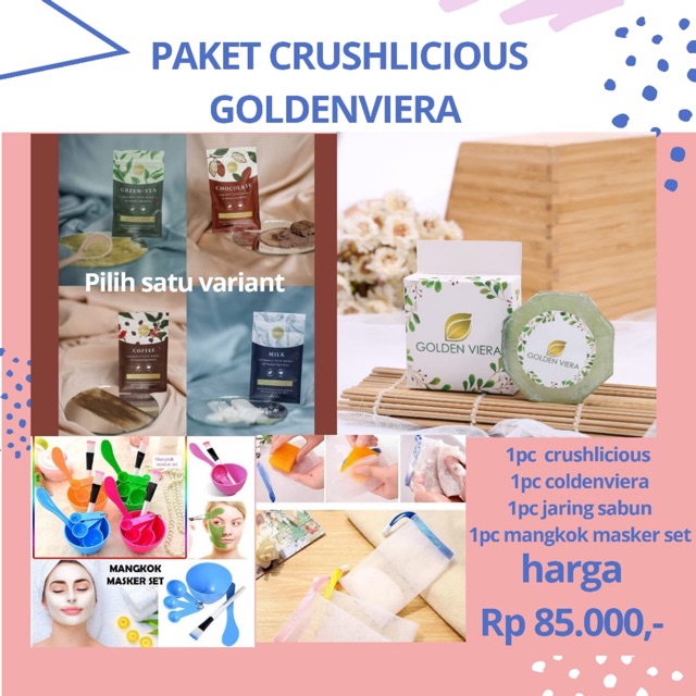 Paket Masker Organik crushlicious fullsize dan Sabun Goldenviera