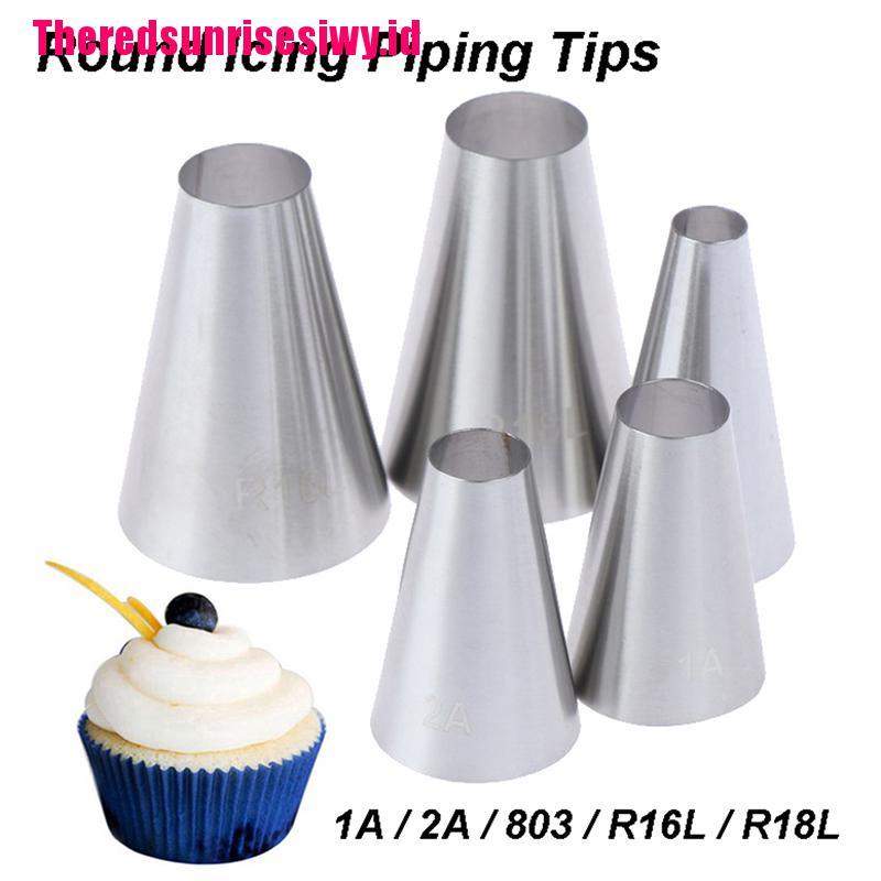 (Theredsunrisesiwy.Id) 5pcs / Set Spuit Piping Bentuk Bulat Besar Untuk Dekorasi Kue / Pastry