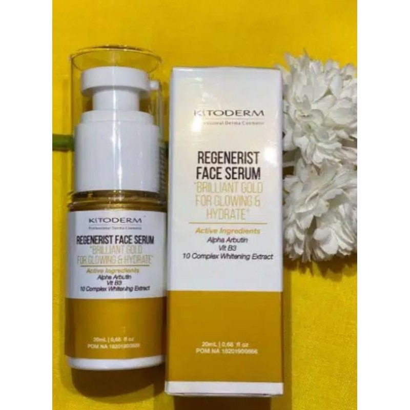 Kitoderm Regenerist Face Serum brilliant gold for glowing & hydrate - serum pencerah & pelembab