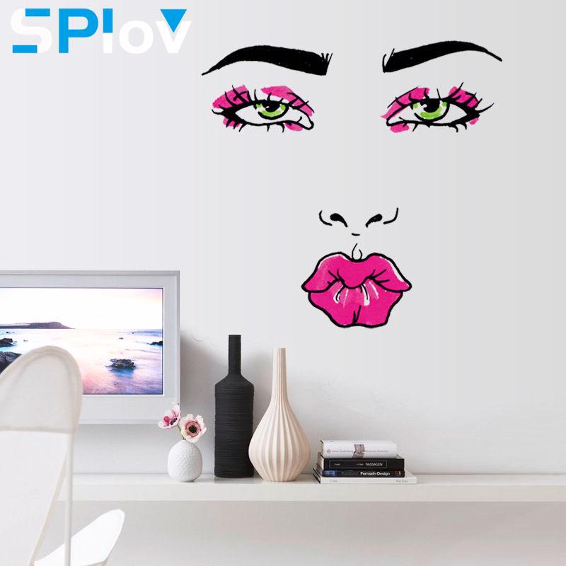 Red Lips Girl S Face Beautiful Face Wall Decals Decor Wall Sticker