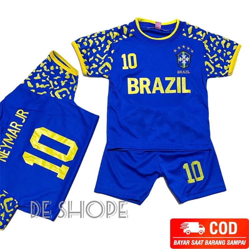 BISA COD / SETELAN  BRASIL TERBARU / SET BAJU BOLA ANAK LAKI LAKI TERMURAH / KAOS BOLA BRASIL / BAJU INDONESIA