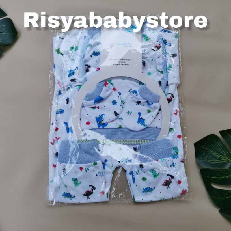 4 in 1 Sleepsuit bayi baru lahir / celemek bayi / sarung tangan bayi / topi bayi newborn