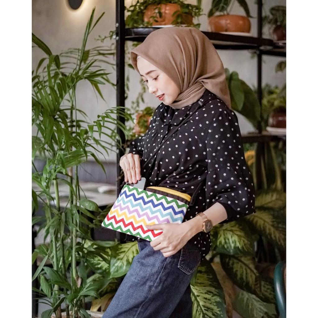 SLING BAG SACOCHE RAINBOW // taskanvasbdg - tas selempang wanita motif - tas pouch cewek kecil lucu