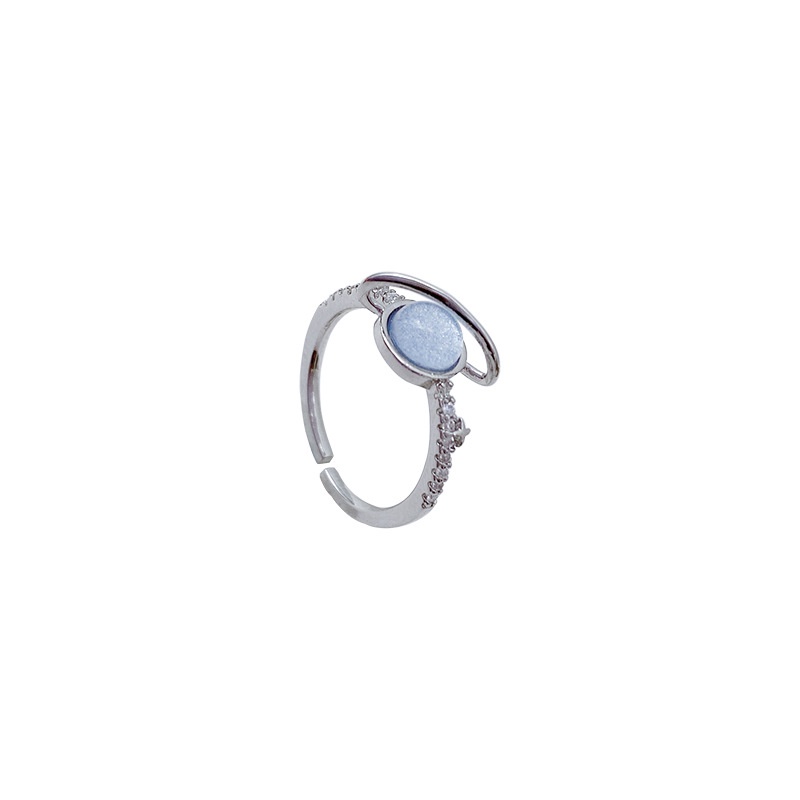 Cincin Jari Telunjuk Adjustable Desain Planet Biru Untuk Wanita