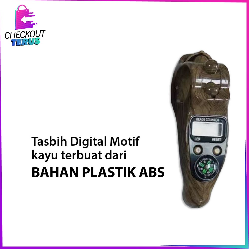 CT C582 Tasbih Digital Motif Kayu Led + Kompas Muslim Tasbih Alat Hitung Tahlil Finger Counter Compas Zikir Digital Tasbih