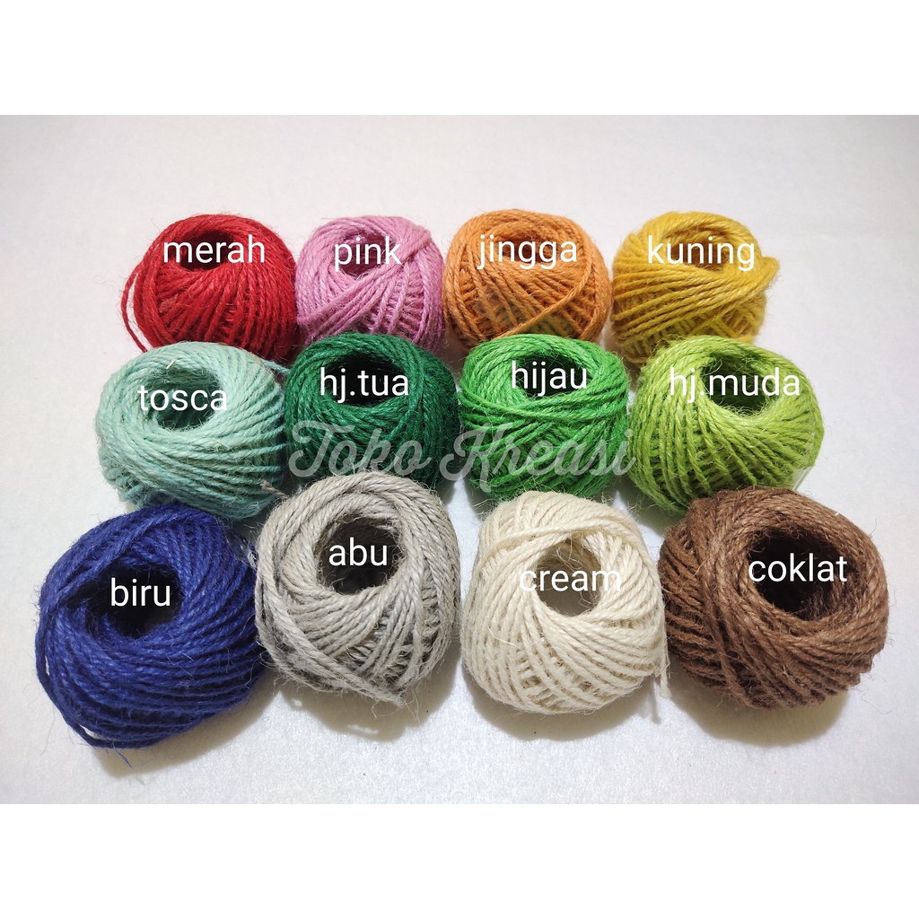 (Per Roll) Tali Rami / Tali Goni / Jute Rope 3ply - 2 mm warna warni