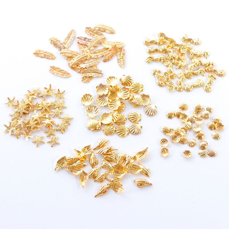 SIY  12 Grids/Box Mixed Glitter Metal Nail Art Decoration Starfish Shell Sun Coconut Tree Epoxy Resin Filling Material DIY