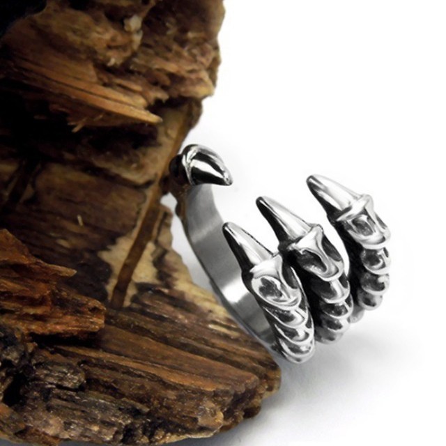SEUSUK  Cincin Terbuka Desain Cakar Naga Gaya Punk untuk Wanita