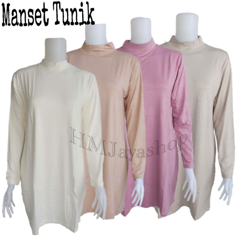 Manset Tunik Lengan Panjang Wanita Krah