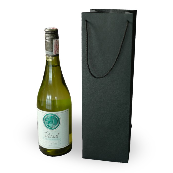 Wine Packaging Paperbag Black Linen