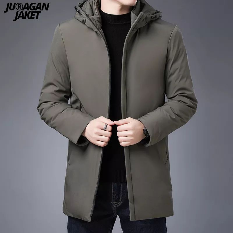 jaket winter pria hoodie tebal