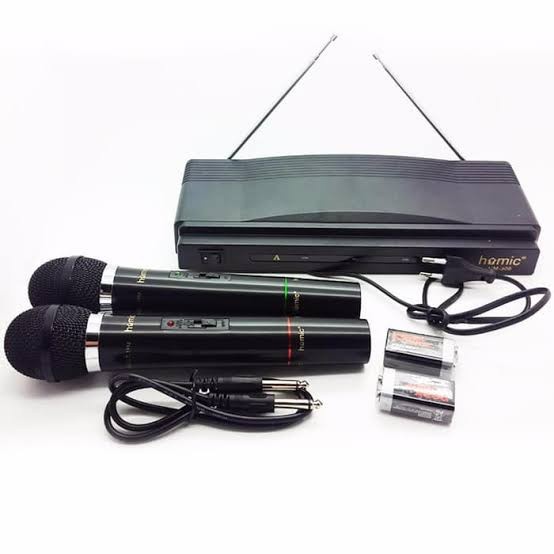 COD Mic Wireless Homic HM-306 Microphone Double Mik Karaoke Tanpa Kabel